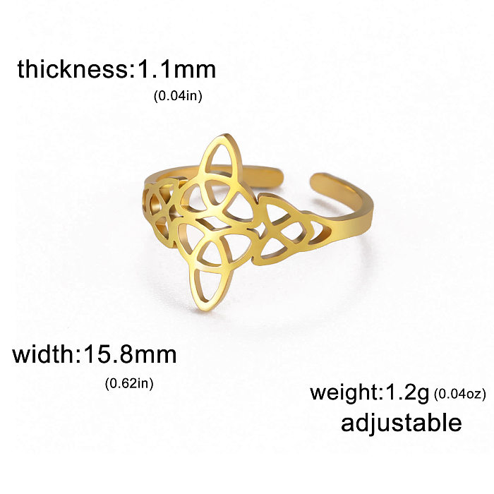 Hot Selling Product Titanium Steel Cut Hollow Single Layer Witch Knot Ring 304 Material Stainless Steel Open Adjustable Ring