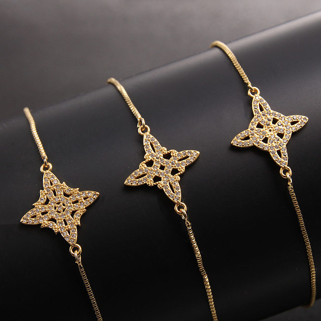 Bracelets de Zircon incrustés de placage de cuivre d'étoile de style simple et décontracté
