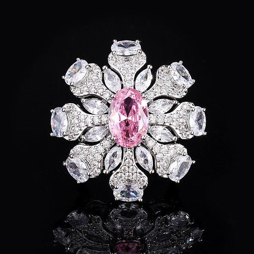 Luxurious Flower Copper Artificial Gemstones Rings In Bulk