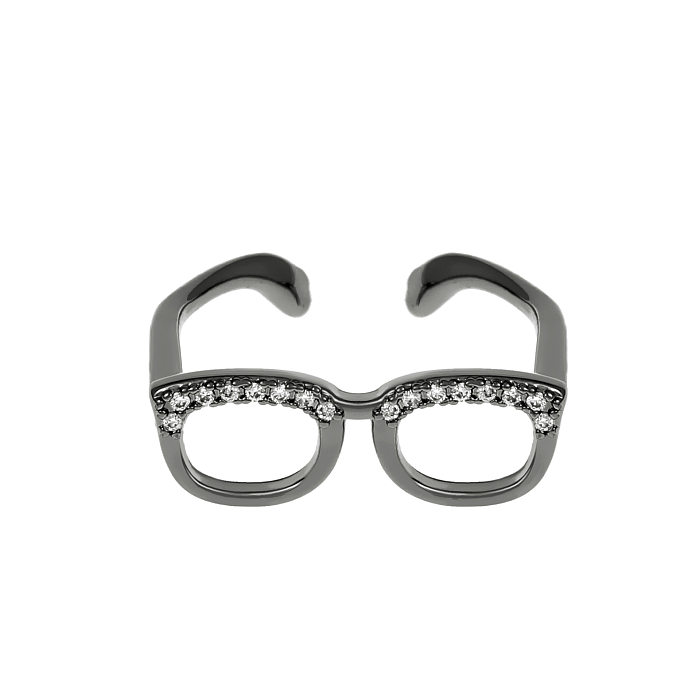 Novelty Glasses Copper Plating Inlay Artificial Diamond Open Rings