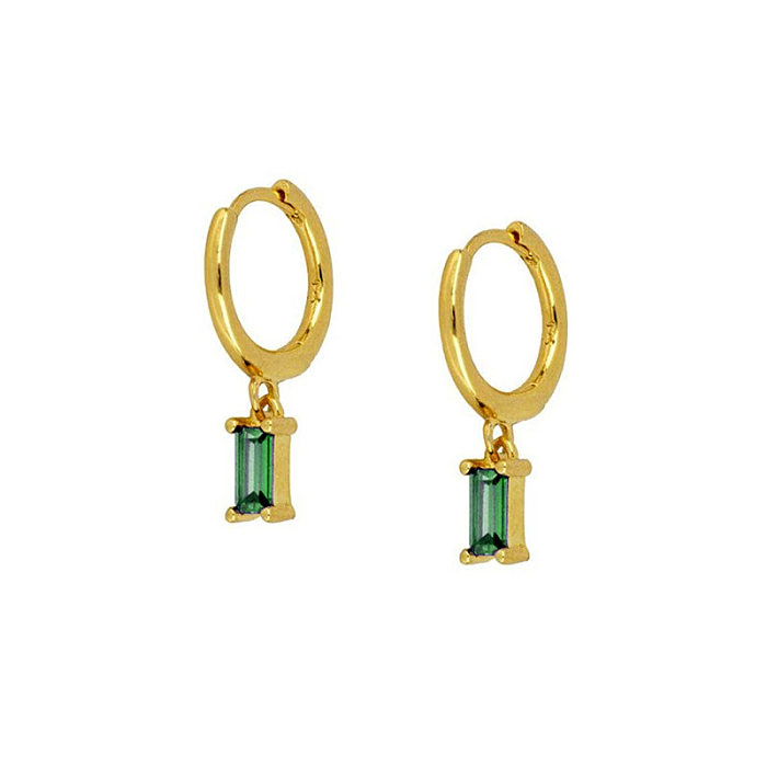 Retro Style Geometric Pendant Copper Inlaid Zircon  Earrings