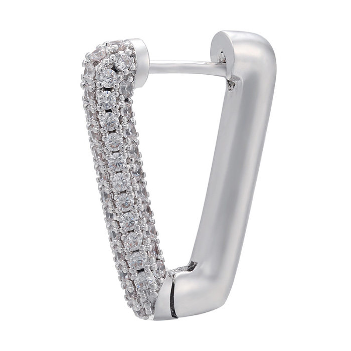 Simple Micro Inlaid Inverted Triangle Colored Diamond Ear Buckle Wholesale jewelry