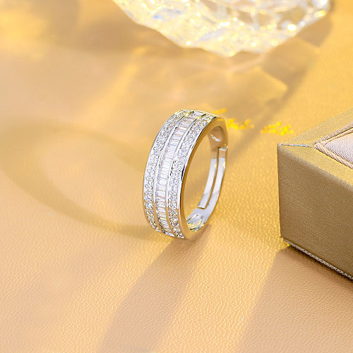 Elegant Basic Geometric Copper Plating Inlay Artificial Gemstones 14K Gold Plated White Gold Plated Rhodium Plated Rings