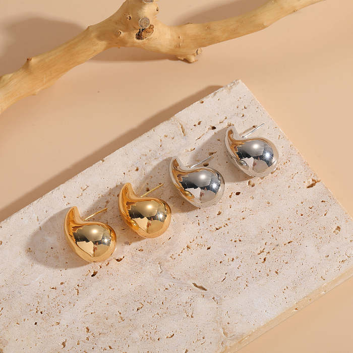 1 Piece Luxurious Classic Style Solid Color Plating Copper 14K Gold Plated Ear Studs