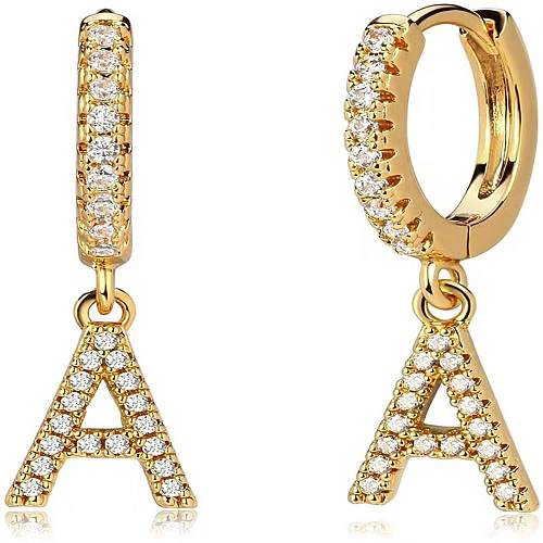 Wholesale Jewelry English Alphabet Micro-inlaid Zircon Earrings jewelry