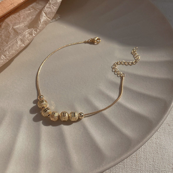 Bracelets de placage de perles de cuivre de couleur unie de style simple 1 pièce
