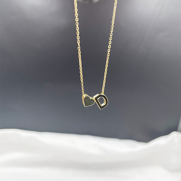 Colar de cobre em forma de coração com letras estilo simples colares de cobre