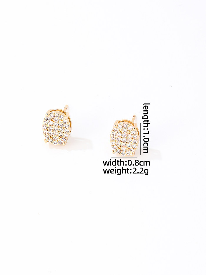 1 Pair Hip-Hop Cool Style Shiny Oval Plating Inlay Copper Zircon Ear Studs