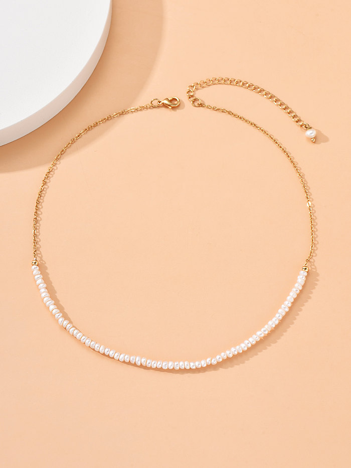 Süße Normallack-künstliche Perlen-Kupfer-Halsketten-wulstige Beschichtungs-Kupfer-Halsketten