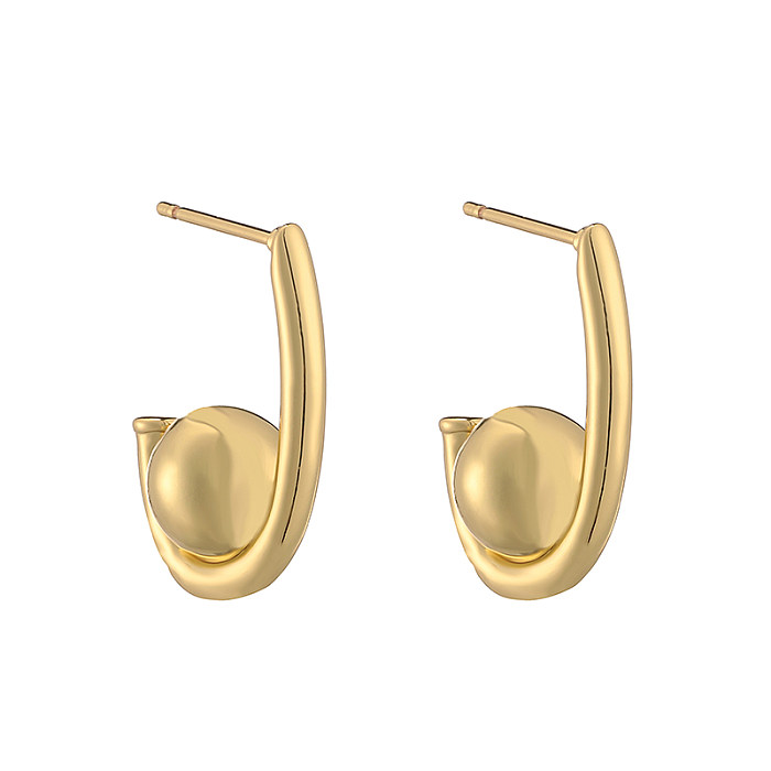 1 Pair IG Style Vintage Style French Style C Shape Water Droplets Irregular Plating Copper 18K Gold Plated Ear Studs