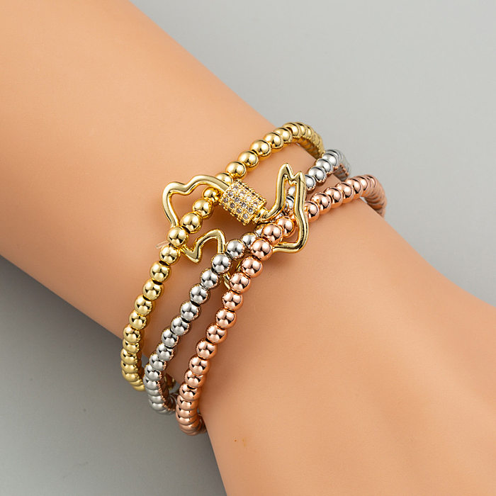 Fashion Hip Hop Style Men And Women Bracelet Copper Micro Inlaid Zircon Three-piece Suit Elastic Bracelet