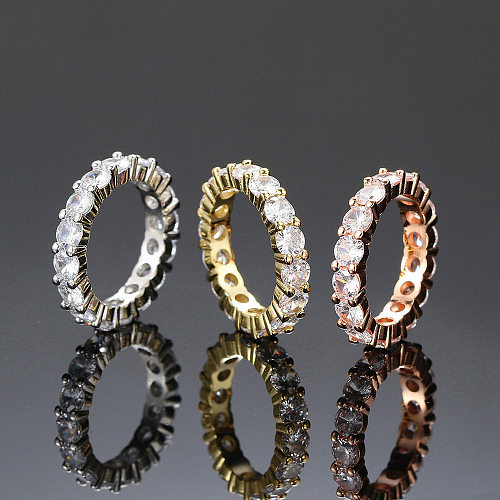 Anéis de zircão com revestimento de cobre geométrico da moda, 1 peça