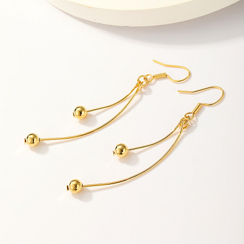 1 paire de boucles d'oreilles pendantes, Style Simple et décontracté, Notes de couleur unie, placage en cuivre plaqué or 18 carats