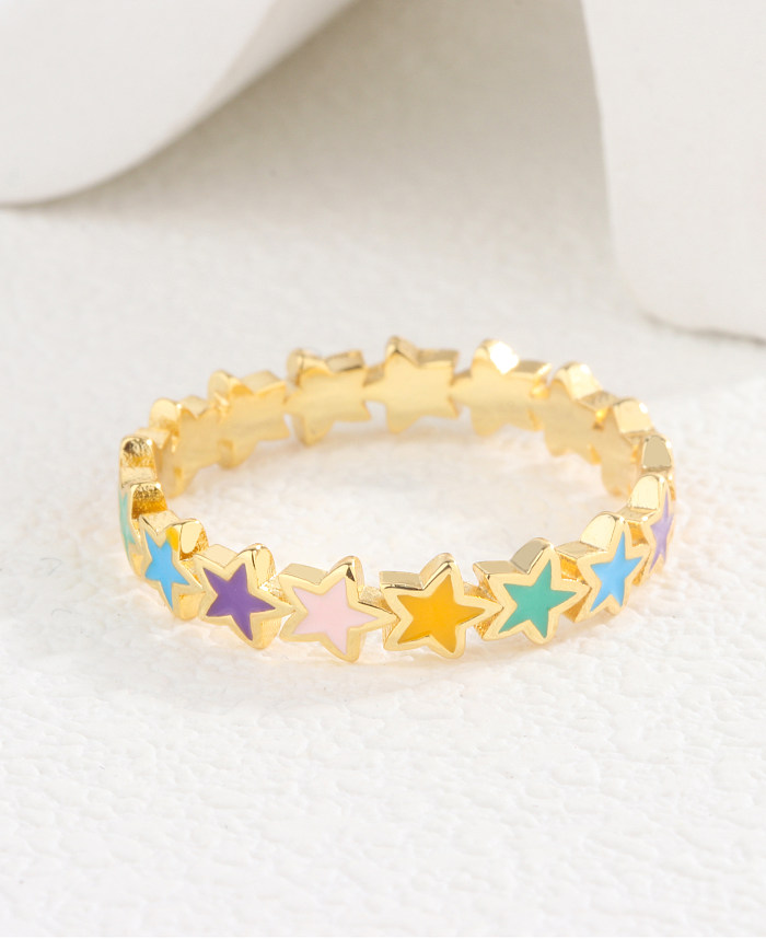 Anéis de zircão folheados a ouro Sweet Star cobre 18K a granel
