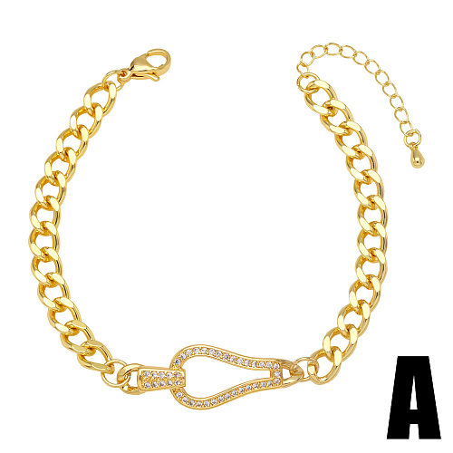 Bracelets en cuivre à tête de léopard à la mode Bracelets en cuivre Zircon plaqué or