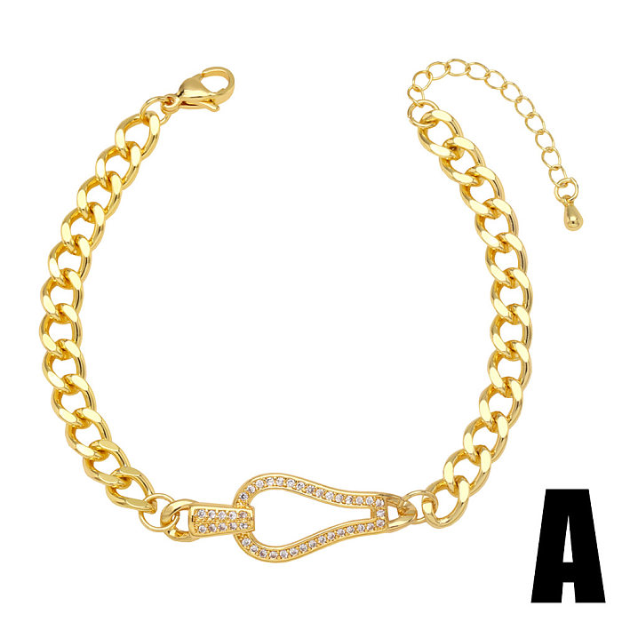 Mode-Leopard-Kopf-Kupfer-Armbänder vergoldete Inlay-Zirkon-Kupfer-Armbänder