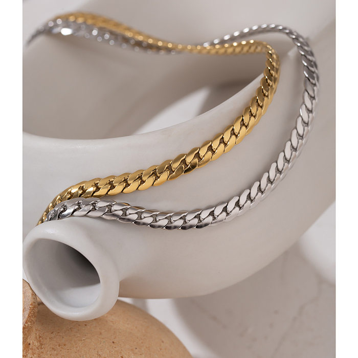 Bracelets et collier pour femmes, couleur unie, placage en acier titane, 1 pièce