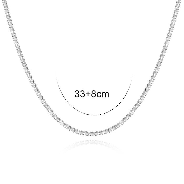 Modische geometrische Kupfer-Inlay-Zirkon-Halskette, 1 Stück