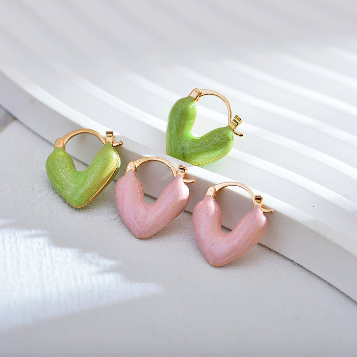 1 Pair Basic Heart Shape Copper Earrings