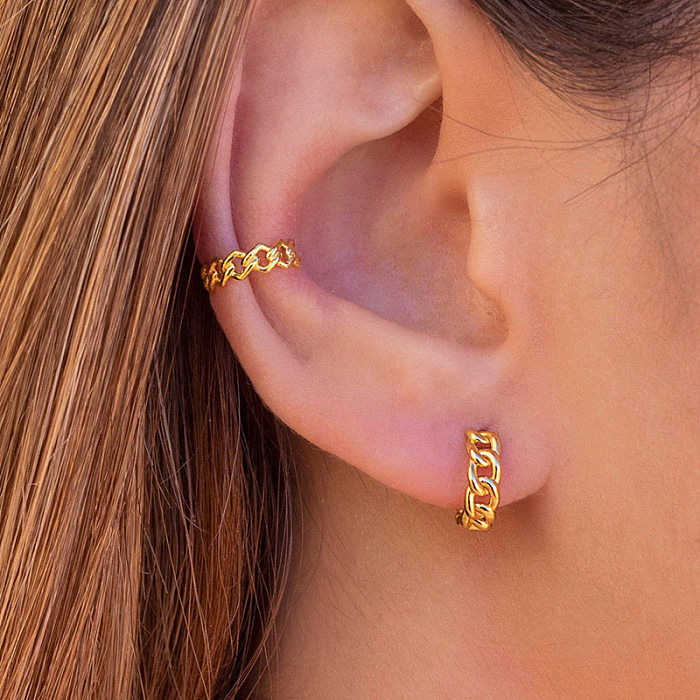 Europäischer und amerikanischer leichter Luxus-Hohlketten-Ohrring, Ohrschnalle, Twist-Kupfer-Ohrring, weiblich