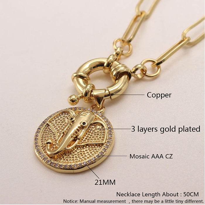 Vintage Style Round Copper Gold Plated Zircon Layered Necklaces In Bulk