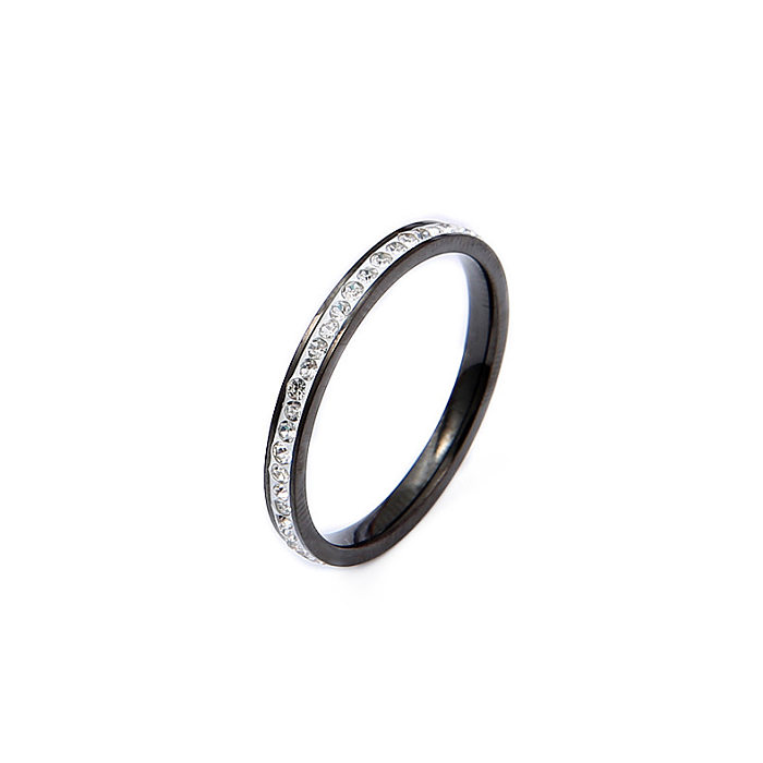 Simple Style Circle Titanium Steel Inlay Rhinestones Rings