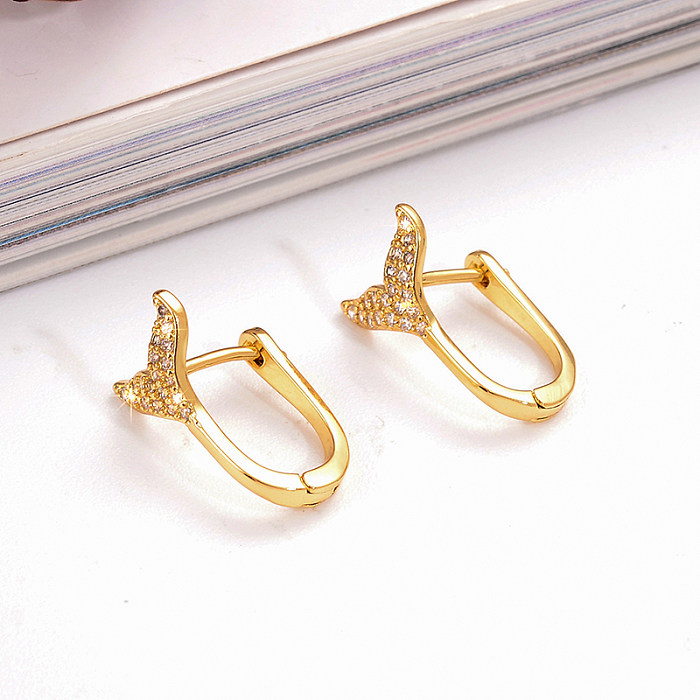 1 Pair Simple Style Round Plating Inlay Copper Zircon 18K Gold Plated Earrings