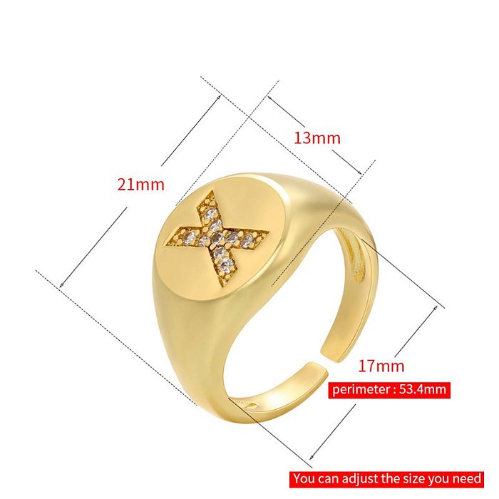 1 Piece Fashion Letter Copper Plating Zircon Open Ring