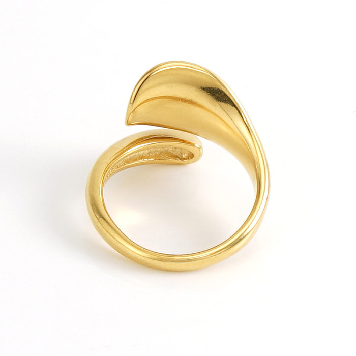 Lady Geometric Stainless Steel Gold Plated Open Ring 1 Piece