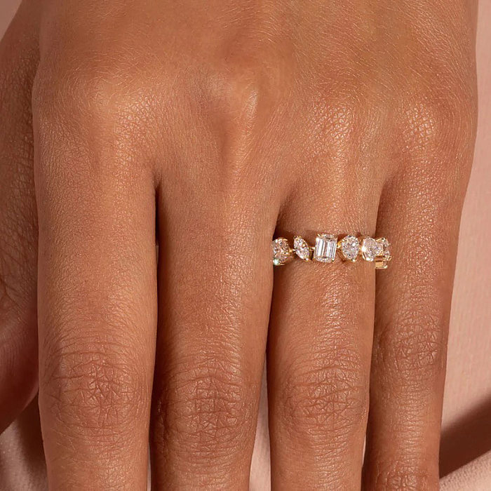 Anéis de zircão revestidos de cobre em forma de coração da moda 1 peça