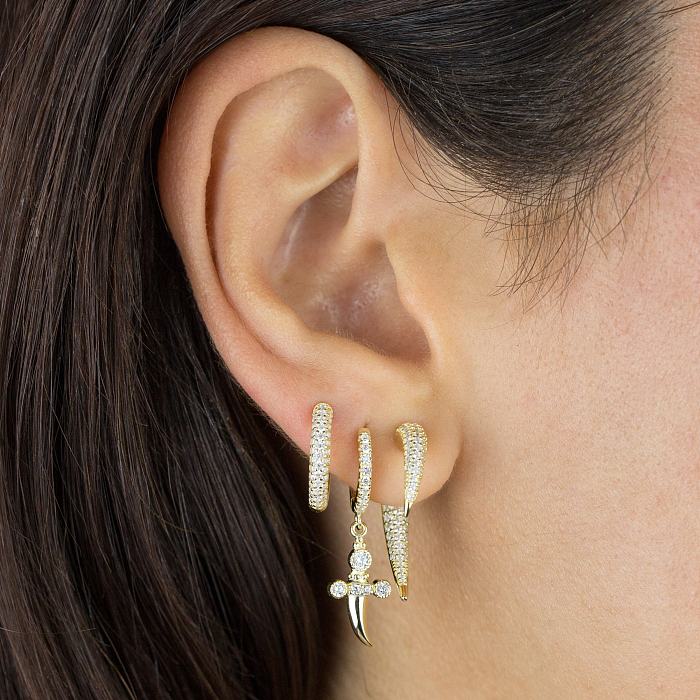 Cornes de Style Simple, cuivre plaqué or, clous d'oreilles en Zircon tridimensionnel irrégulier, 1 paire