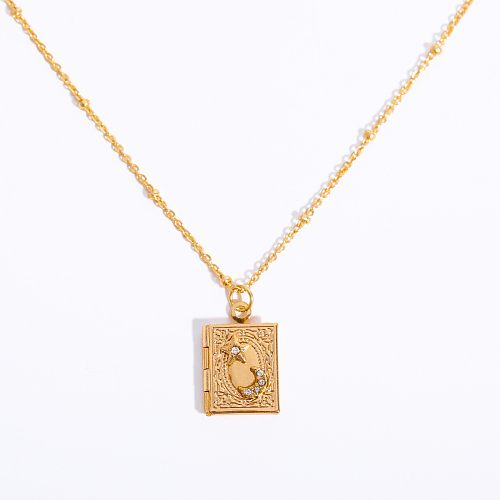 Simple Style Star Moon Copper Plating Zircon 18K Gold Plated Pendant Necklace
