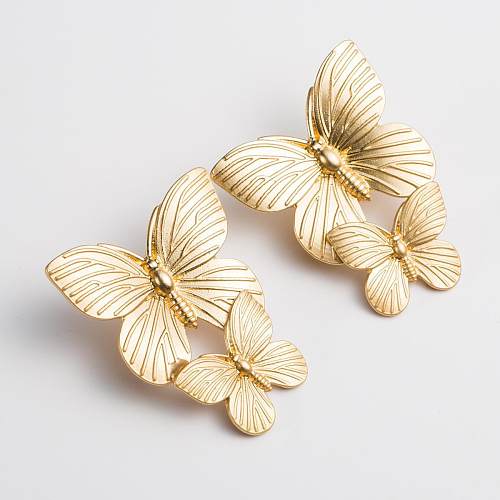 1 Pair Retro Butterfly Copper Earrings