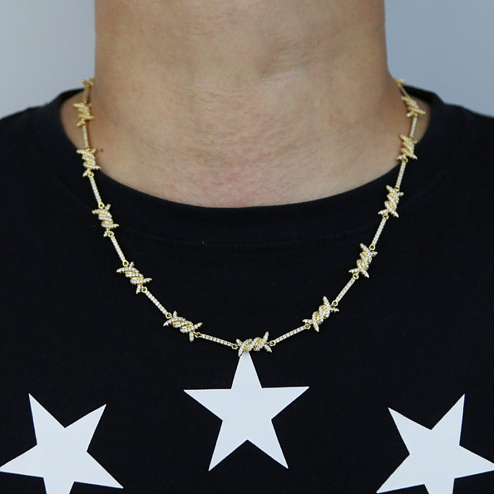 Punk Streetwear Geometrische Kupfer Inlay Zirkon Halskette