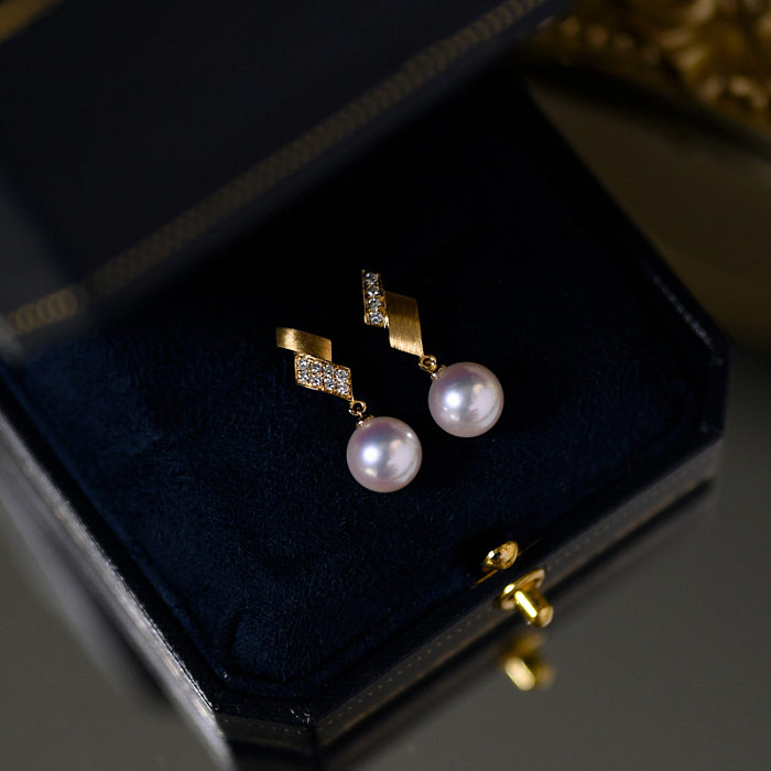 1 paire de boucles d'oreilles pendantes en cuivre et Zircon, Style Simple, incrustation de losange