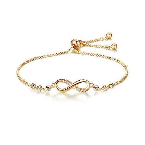Simple Style Commute Infinity Copper Inlay Zircon Bracelets