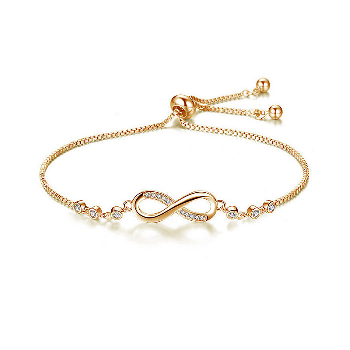 Simple Style Commute Infinity Copper Inlay Zircon Bracelets
