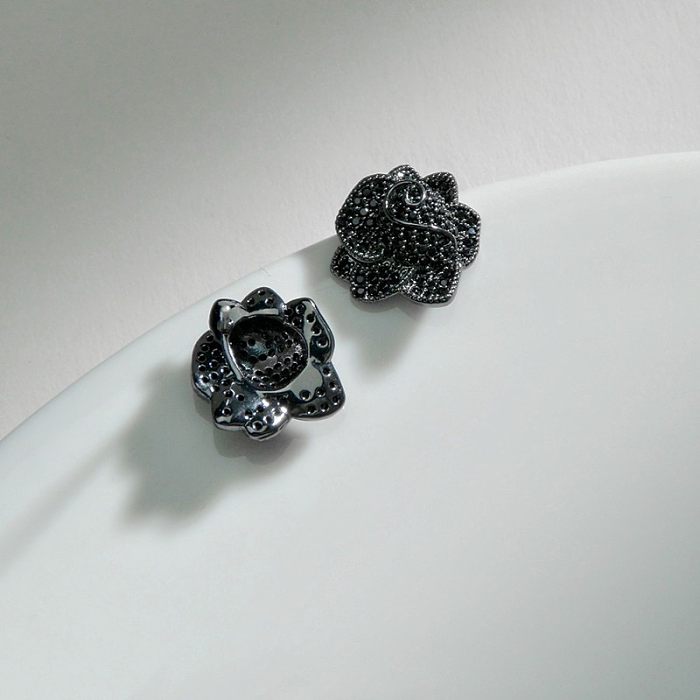 1 Pair Romantic Flower Plating Inlay Copper Zircon Ear Studs