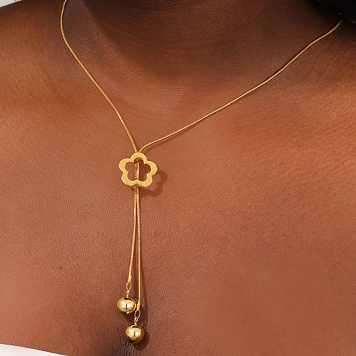 Cute Flower Copper Plating 18K Gold Plated Pendant Necklace