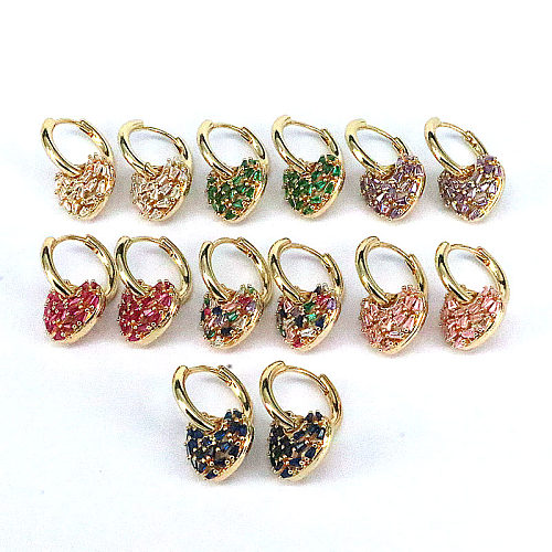 Modische herzförmige Kupfer-Ohrringe, vergoldet, 1 Paar
