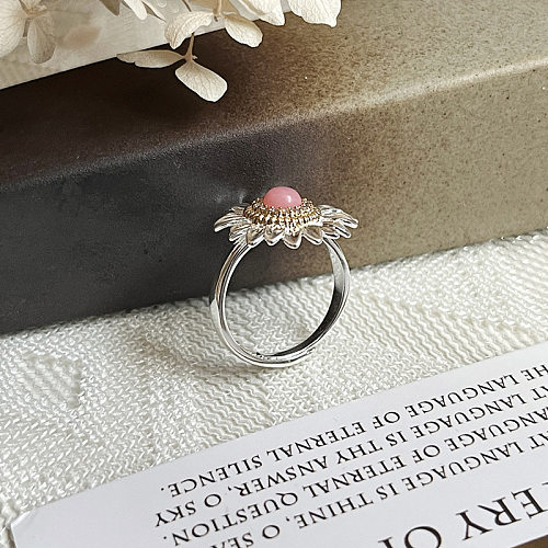 Brincos de anéis de pedras preciosas artificiais com chapeamento de cobre margarida retrô