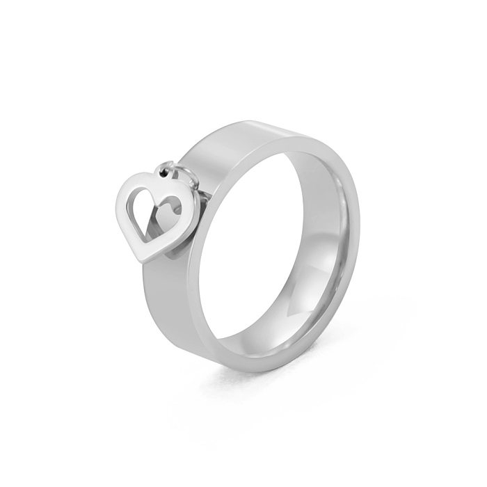 Simple Style Heart Shape Stainless Steel Plating Rings