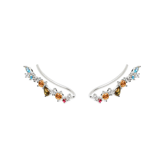European And American Trend Fashion Small Fresh Water Drop Female Earrings Geometric Multicolor Zircon Ear Clip