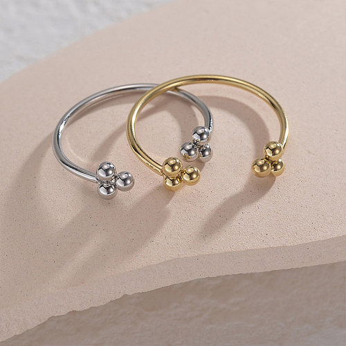 Simple Style Solid Color Stainless Steel Plating 14K Gold Plated Open Rings
