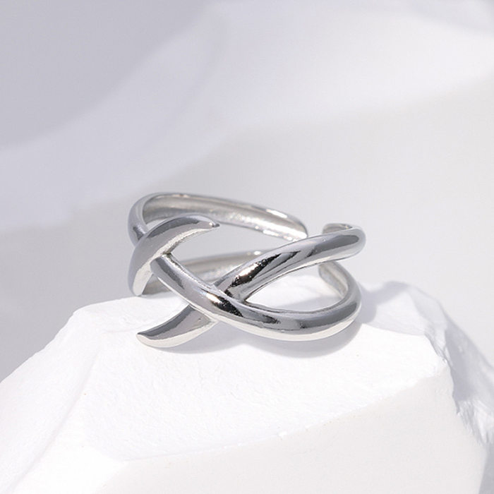 Fashion Geometric Stainless Steel Criss Cross Open Ring