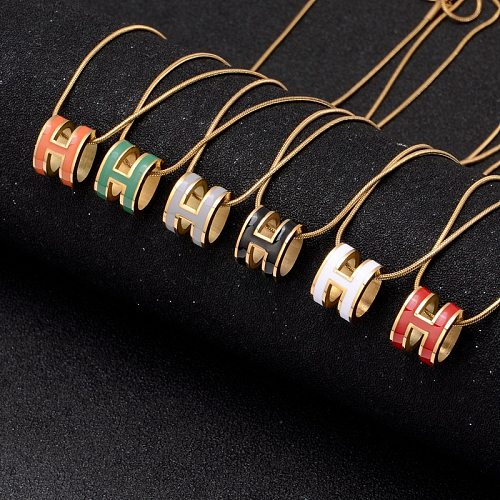 Casual Style Simple Lettre Titane Acier Émail Bracelets Boucles D'oreilles Collier