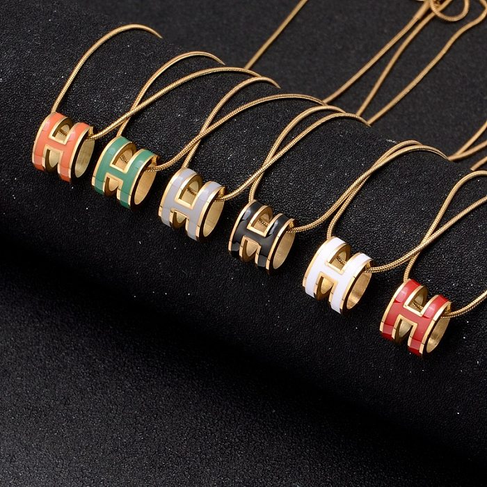 Casual estilo simples carta titânio aço esmalte pulseiras brincos colar