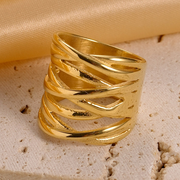Estilo moderno estilo simples estilo clássico cor sólida chapeamento de aço inoxidável anéis banhados a ouro
