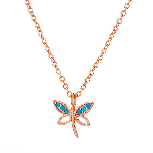 Mode Libelle Kupfer Anhänger Halskette Inlay Zirkon Kupfer Halsketten