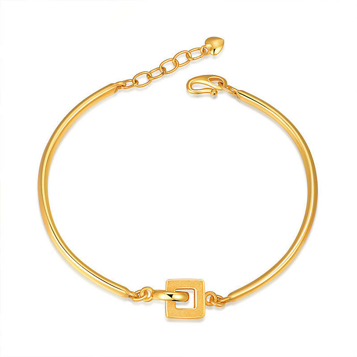 Retro Solid Color Copper Alloy Plating Gold Plated Bangle